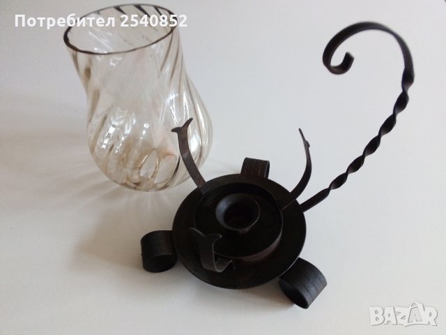 Стар свещник от ковано желязо , снимка 3 - Антикварни и старинни предмети - 28838201