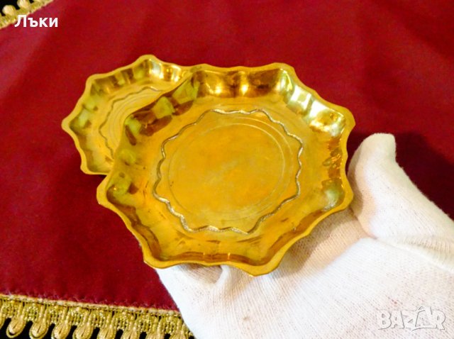 Масивна бронзова чиния за хапки 11 см. , снимка 2 - Антикварни и старинни предмети - 33337253
