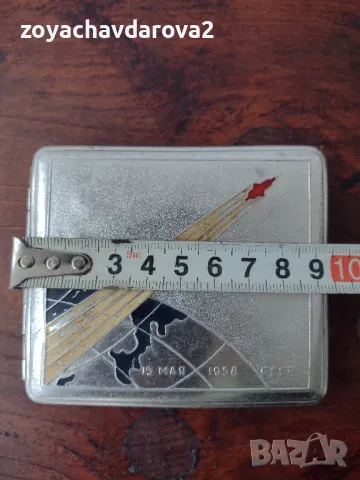 СТАРА РУСКА ЮБИЛЕЙНА ТАБАКЕРА ЗА ЦИГАРИ. СПУТНИК  3 - 1958 Г., снимка 6 - Антикварни и старинни предмети - 49281486