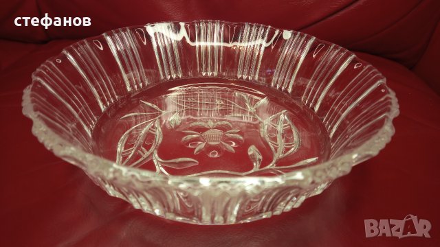 Голяма кристална кръгла фруктиера, бонбониера, салата, снимка 1