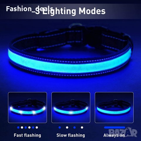 LED нашийник за куче разходка през нощта безопасност USB акумулаторен, снимка 3 - За кучета - 33633425