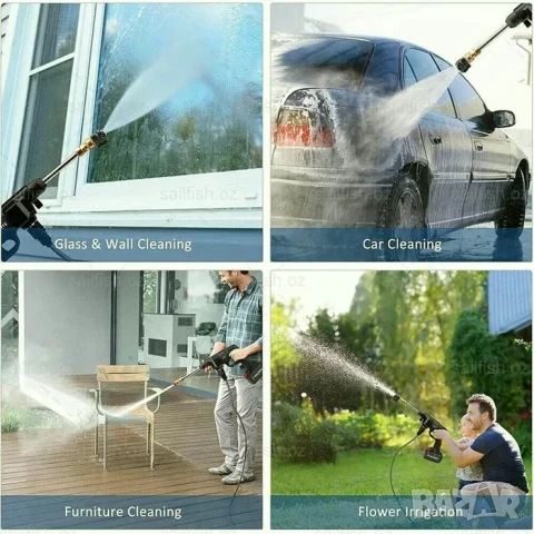 Най-добра цена! Нова безжична водоструйка 300W 40 BAR Две батерии Куфар Маркуч и още.., снимка 3 - Други инструменти - 51152974