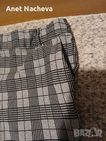 Дамски панталони - каре и ромб, сиво черни , снимка 3 - Панталони - 52346498