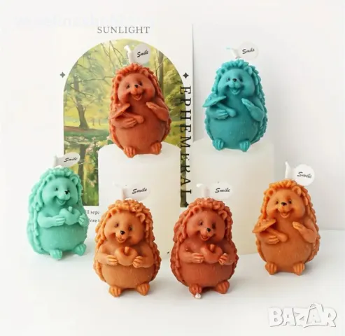 3D таралеж таралежче прегръща череша Силиконов молд форма калъп за свещи гипс сапун смола , снимка 2 - Форми - 49477035