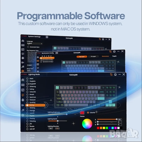 База за механична клавиатура EPOMAKER x Feker Galaxy80 с подарък кабел, снимка 8 - Клавиатури и мишки - 52171174