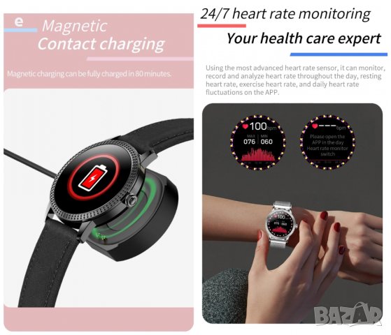 Стилен дамски смарт часовник Ултра тънък ,Водоустойчив,Цвят Розов НОВ, снимка 11 - Смарт гривни - 39735547