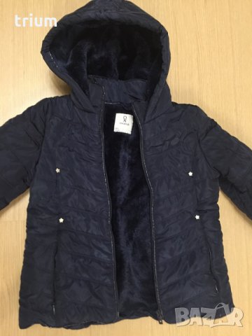 Топличко и красиво зимно яке  Okaidi, ръст 140, 10г., тъмно син цвят, снимка 1 - Детски якета и елеци - 27261801