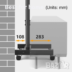 TVON ТВ стойка с колелца за TV и екрани, снимка 10 - Стойки, 3D очила, аксесоари - 52901602