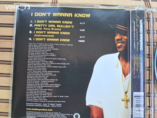 Mario Winans Featuring Enya & P. Diddy – I Don't Wanna Know, снимка 3 - CD дискове - 50371929