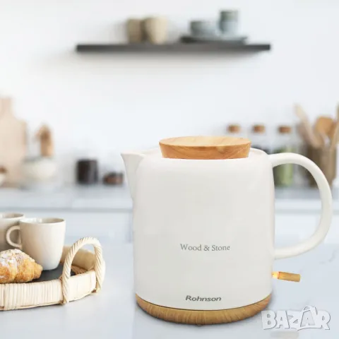Керамична нагревателна кана Rohnson R-7810 Wood and Stone * Гаранция 2 години, снимка 6 - Кани - 48074988