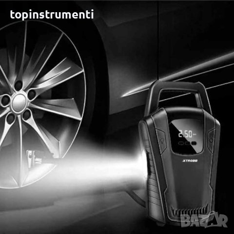 Компресор за гуми 12V, 10 бара, XTROBB с, фенерче, манометър и накрайници, снимка 13 - Компресори - 42960528