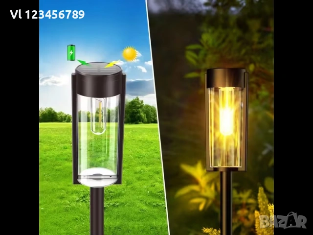 Градинска соларна лампа XF-2902 с топла светлина 3000K, черни, снимка 2 - Соларни лампи - 53433569