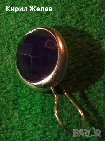 АР ДЕКО СРЕБЪРНА РЕТРО АРТ ОБЕЦА АНГЛИЯ СРЕБРО 925 с ГОЛЯМ ЮВЕЛИРНО ФАСЕТИРАН СИН КАМЪК 36409, снимка 12 - Обеци - 39637887