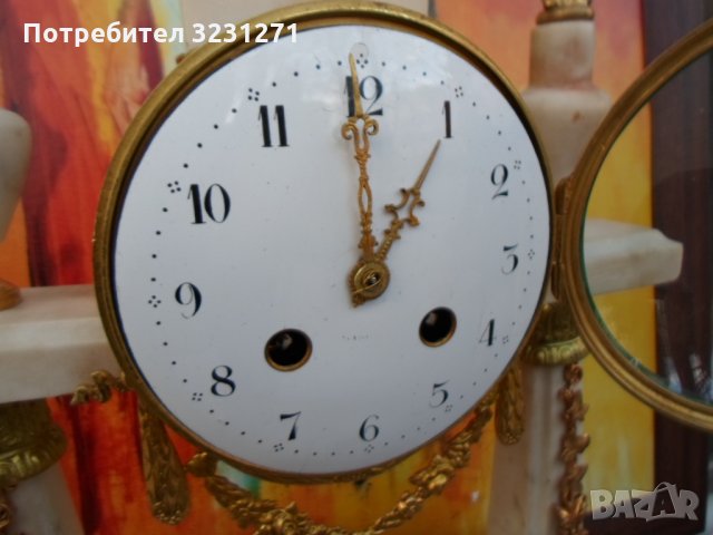 Рядък Каминен Часовник Франция/АМПИР/Бронз/Мрамор/Ок.1820год.К/, снимка 11 - Антикварни и старинни предмети - 35601318