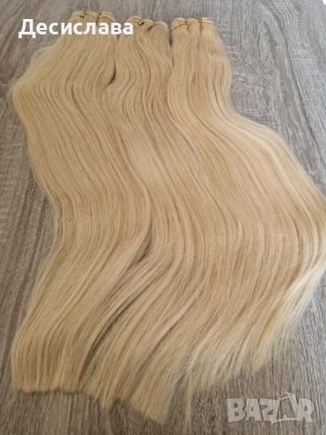 Естествена гъста руса коса на треса. Плътен косъм и крайща!, снимка 3 - Аксесоари за коса - 51490265
