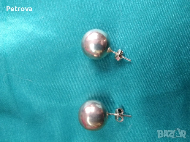 Сребърни обеци - масивни топчета, снимка 2 - Обеци - 53134217