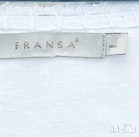 Елегантна бяла рокля FRANSA лен и вискоза, снимка 3 - Рокли - 51026262