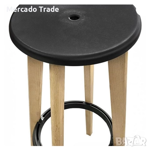 Декоративен бар стол Mercado Trade, Дърво, Кафяв, снимка 3 - Столове - 52323393