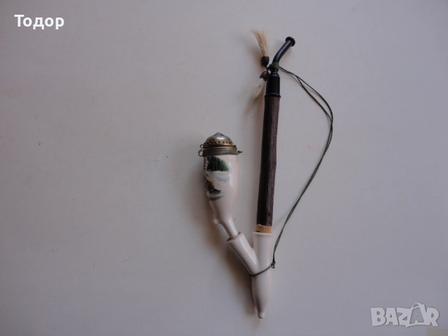 Страхотна порцеланова лула чибук , снимка 2 - Антикварни и старинни предмети - 52671265