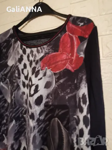 СТРАХОТНА БЛУЗА ЕФЕКТЕН ДЕСЕН XL-2XL, снимка 4 - Туники - 48605874