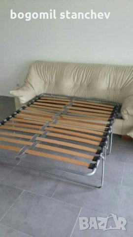 Кожен диван 3 места с подматрачна рамка, снимка 4 - Дивани и мека мебел - 28988648