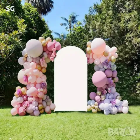 Метална овална арка 180x080 см. + БЯЛ ВИНИЛ за балони, снимка 4 - Декорация - 47549345