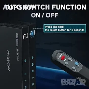 HDMI 2.1 превключвател 8K 60Hz, AVIDGRAM HDMI превключвател 2 в 1 OUT с IR Remote, 2 порта 4k 120Hz, снимка 6 - Друга електроника - 48771542