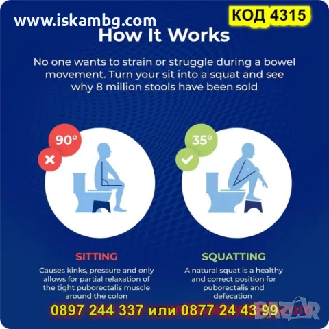 Ергономично столче за правилно изхождане при запек и хемороиди - КОД 4315, снимка 3 - Други стоки за дома - 49540375