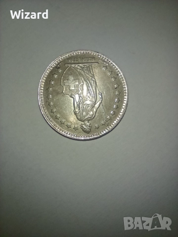 1 франк 1944 Швейцария сребро, снимка 2 - Нумизматика и бонистика - 52595208