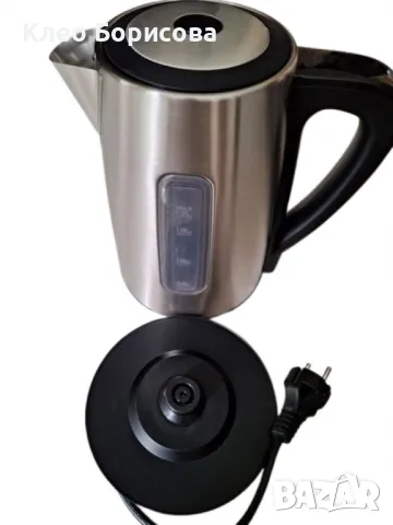 Елегантна и мощна кана за вода от неръждаема стомана – 1.7 литра с 2200 W мощност, снимка 3 - Кани - 48911658