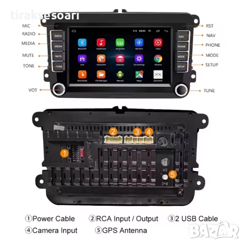 7 Инч Android Мултимедия с CarPlay за VW Golf 5 6 Polo Passat Touran, снимка 7 - Аксесоари и консумативи - 50984828