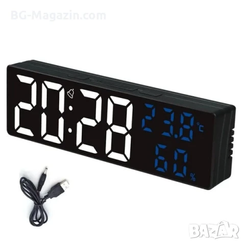 LED електронен настолен часовник с температура влажност USB аларма будилник дигитален големи цифри, снимка 4 - Други - 51039013