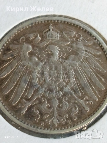 Сребърна монета 1 марка 1906г. DEUTSCHE RAICH рядка за КОЛЕКЦИЯ 20794, снимка 9 - Нумизматика и бонистика - 51486848