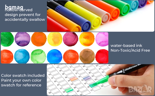 Ohuhu Maui Series маркери с два писеца тип четка и тънък писец, Ohuhu 160 цвята, снимка 11 - Ученически пособия, канцеларски материали - 52183610