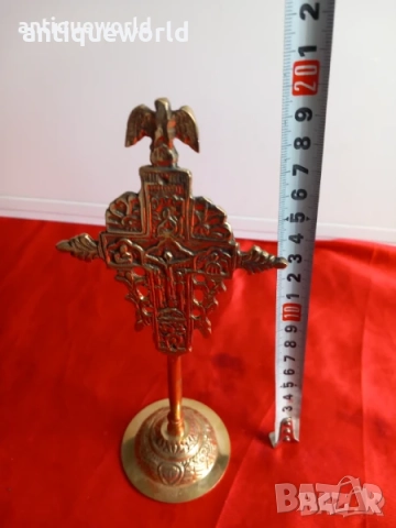 Църковен Кръст  Настолен с Разпятие с Позлата, снимка 6 - Антикварни и старинни предмети - 51764792