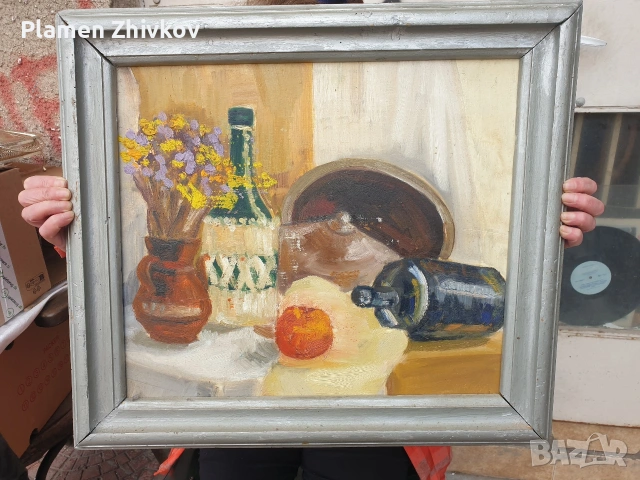 стара картина Натурморд на фазер - масло , снимка 2 - Антикварни и старинни предмети - 53005383
