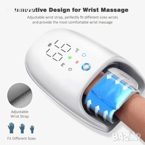 Чисто нов компресорен безжичен масажор за ръце KNQZE с touchscreen, топлина, ролков масаж, охлаждане, снимка 3 - Масажори - 52089819