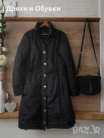 Черно дълго зимно яке , снимка 7 - Якета - 51800159