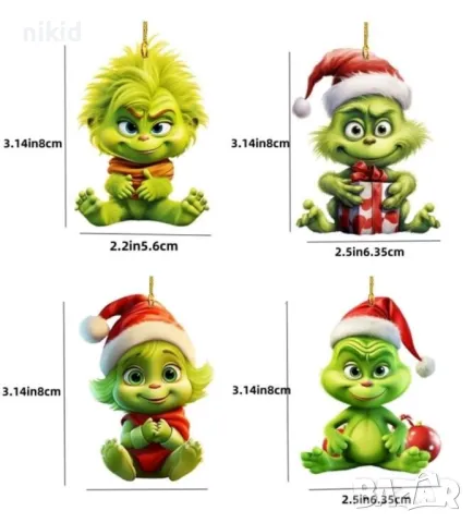 Гринч грийнч Grinch фигурка висулка акрил акрилна украса декорация коледна за елха и др, снимка 2 - Други - 48081018