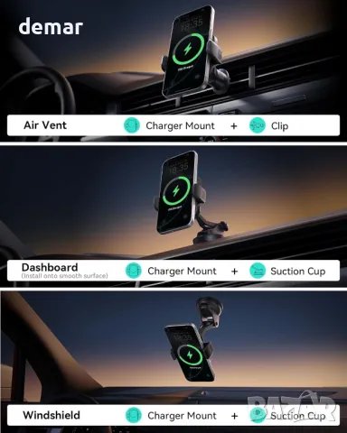INIU Mag-safe зарядно за кола, Qi2 сертифицирано ултрастабилно безжично зарядно, 15W, лилаво, снимка 7 - Аксесоари и консумативи - 50001763