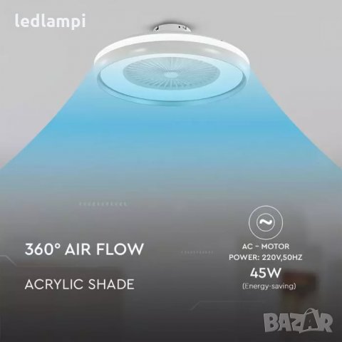 Вентилатор за таван 50W с лампа 7перки 60cm, снимка 5 - Вентилатори - 33518751