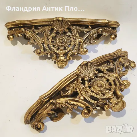 Декоративна конзола с флорални мотиви и златен финиш, снимка 3 - Декорация за дома - 49644742