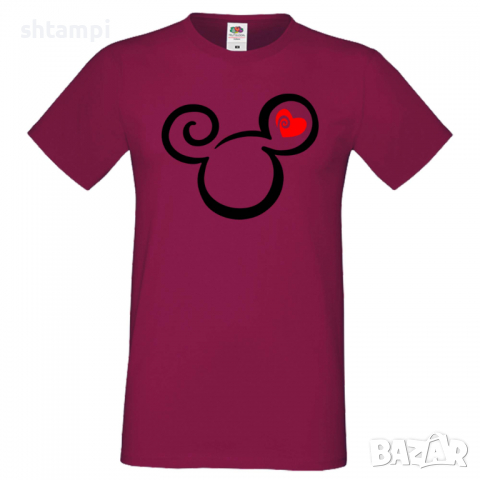 Мъжка тениска Mickey Head Love Подарък,Изненада,Рожден ден, снимка 3 - Тениски - 36576038