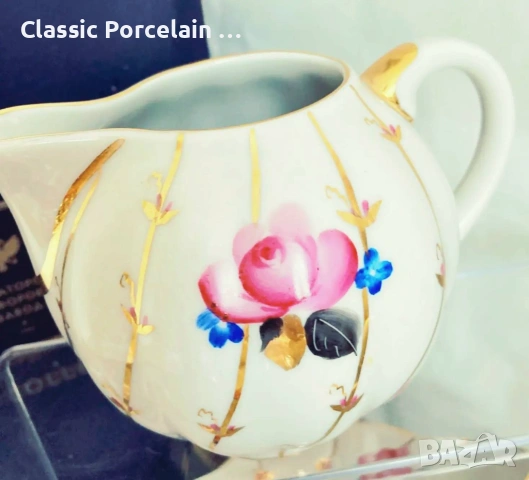 Чаен сервиз с розички и златна мрежа, ЛФЗ СССР Ленинградски порцеланов завод (ЛФЗ), снимка 3 - Сервизи - 53084260