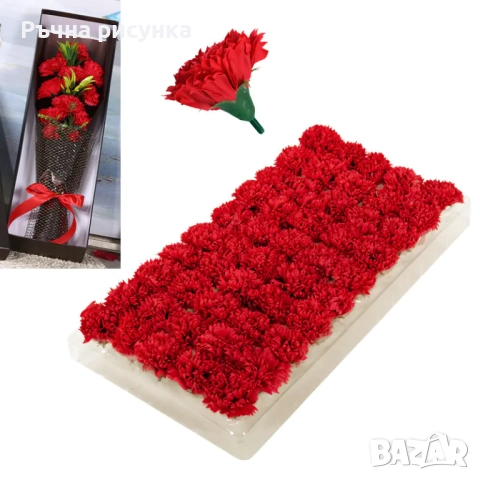 Декоративни рози и карамфили от пластичен сапун, снимка 3 - Декорация за дома - 49888646