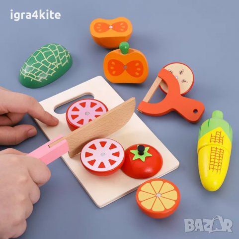 Огромен сет дървени магнитни плодове и зеленчуци XXL / чудесен за подарък / дървени игри, снимка 6 - Образователни игри - 37430860