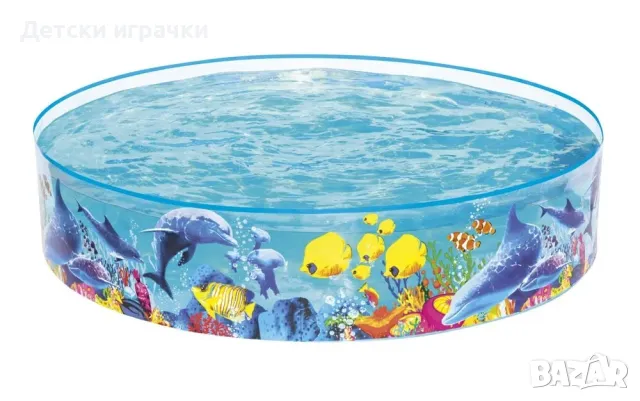 Детски басейн с твърд борд, 183 x 38 см, Bestway, морско дъно, снимка 6 - Басейни и аксесоари - 49912072