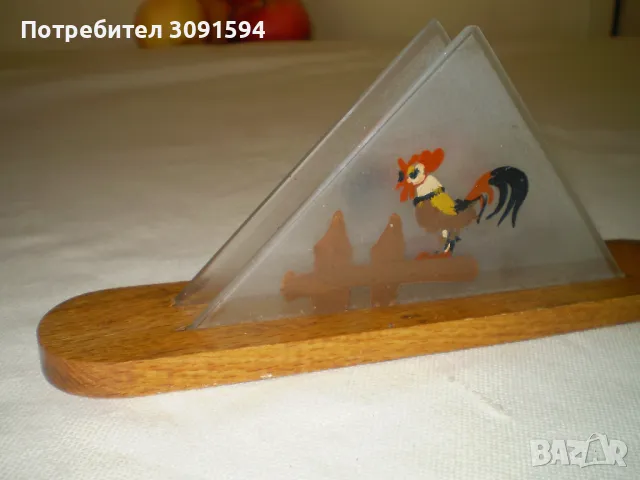 Винтидж ръчно рисуван салфетник за маса  стъкло дърво, снимка 4 - Антикварни и старинни предмети - 48863798