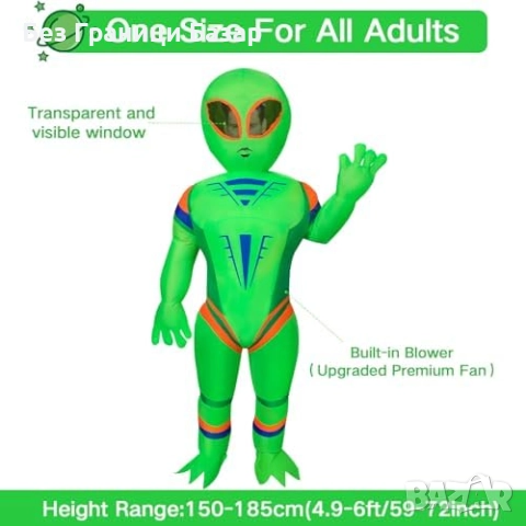Нов Надуваем костюм извънземно за Хелоуин – за възрастни 160-190 см, снимка 3 - Други - 51493092