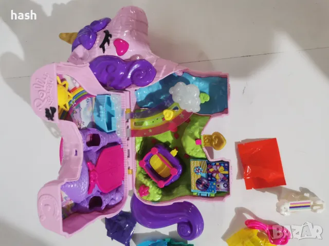 Polly Pocket Micro, парти комплект еднорог, играчка розов еднорог с лилава коса, 25 играчки изненади, снимка 6 - Други - 48433964